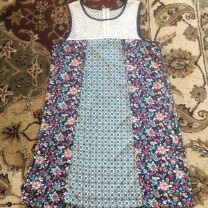 Xhilaration Mixed Floral Print Lace Yoke  Sleeveless Summer Dress size Large